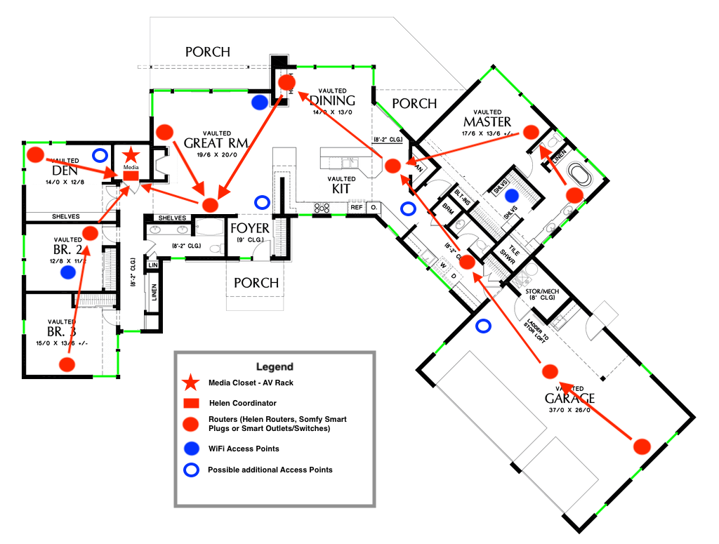 Zigbee Mesh Floor Plan - Wireless Retrofit