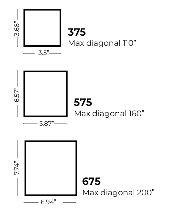 Solo 3 Cassette Size Dimensions - 375, 575, and 675
